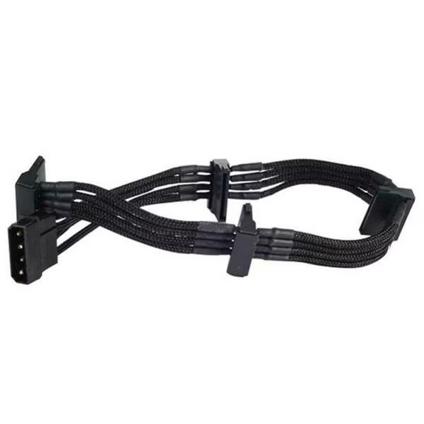 4 Pin to 4 SATA 320 mm Extension Power Cable, Silverstone, Mfr#: PP07-BTSB